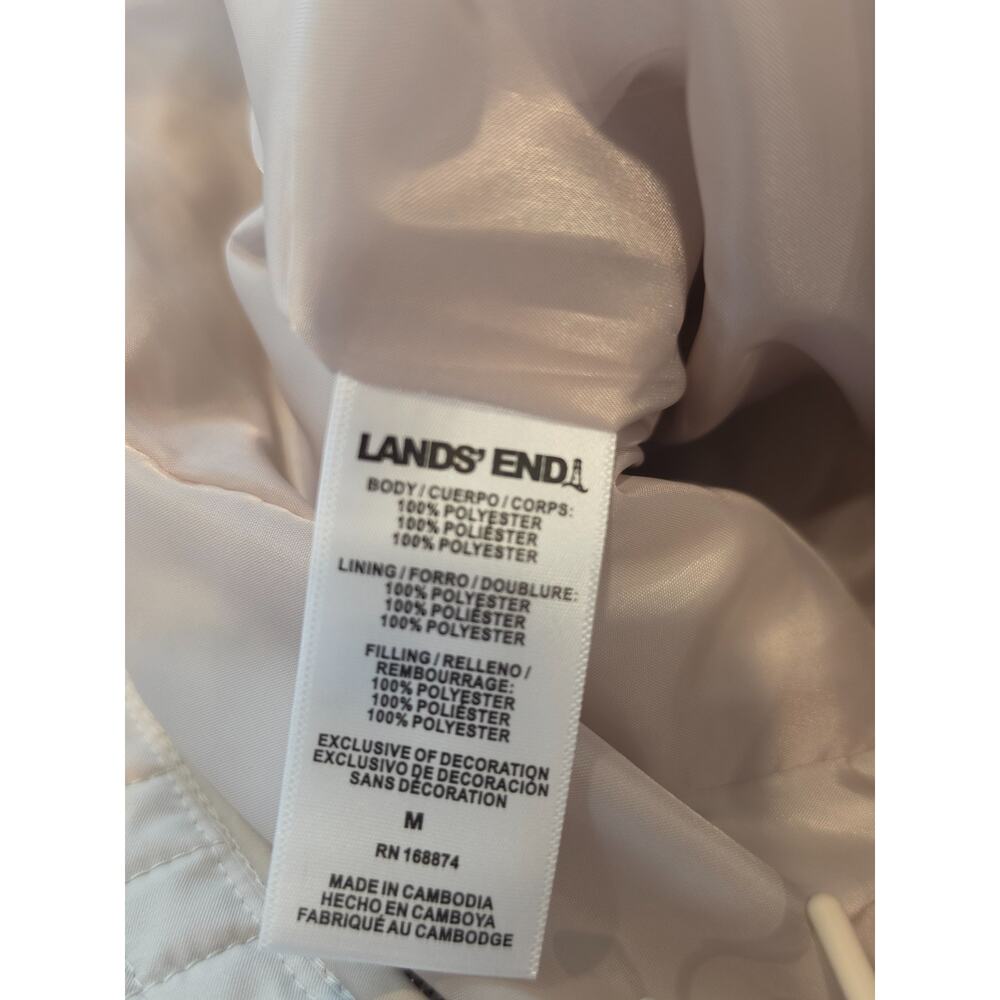 Lands End Hooded Puffer Jacket Womens M Ice Tan Lightweight Quilted Coat - Picture 9 of 9
